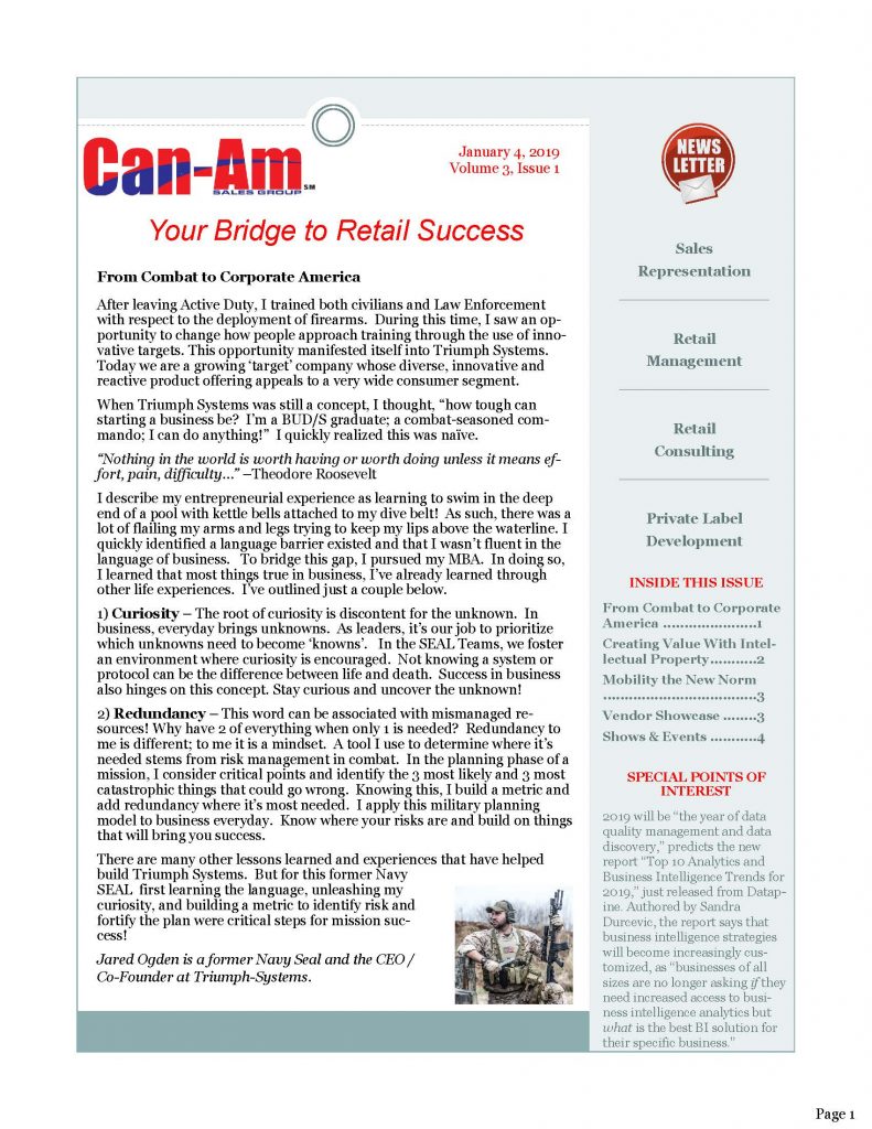 Can-Am Sales Group Newsletter- page 1 |1-4-19